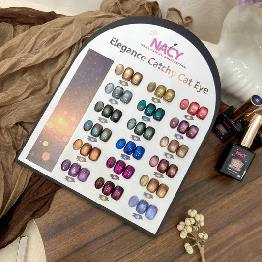 Nacy Elegance Full Set Ceramic Cat Eye Gel 0.5oz 18 Colors - Free 1 Color Display