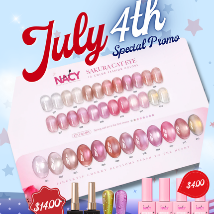 Bundle Set - Nacy Sakura Cat Eye Set 12 Colors + 4pcs Top Coat + Water Drop Set