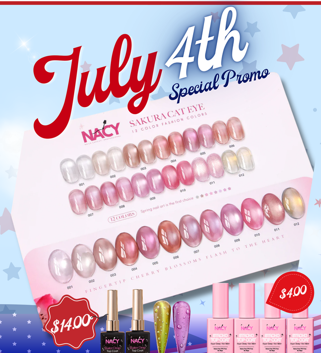 Bundle Set - Nacy Sakura Cat Eye Set 12 Colors + 4pcs Top Coat + Water Drop Set