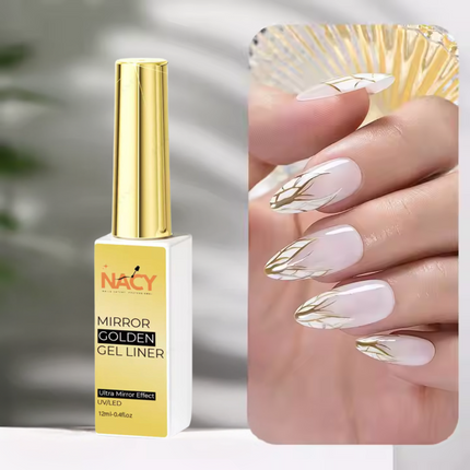 Nacy Metallic Painting Liner Gel Golden Mirror Effect Nail Art 0.4oz