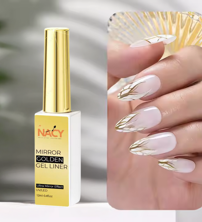 Nacy Metallic Painting Liner Gel Golden Mirror Effect Nail Art 0.4oz