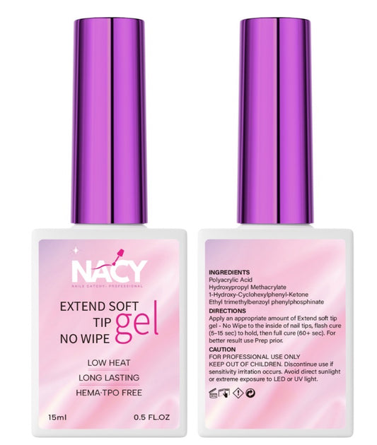 Nacy Soft Tip No-Wipe Extend Gel 0.5oz- Low Heat - HEMA/TPO Free