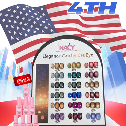 Bundle Set - Nacy Spring Cat Eye Set 18 Colors + 8pcs Top Coat 0.5oz ($4.00/pcs)