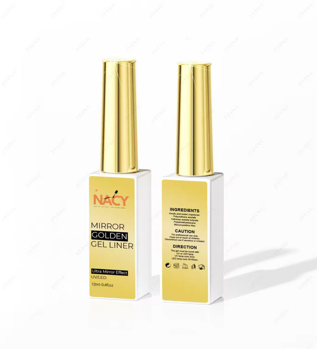Nacy Metallic Painting Liner Gel Golden Mirror Effect Nail Art 0.4oz