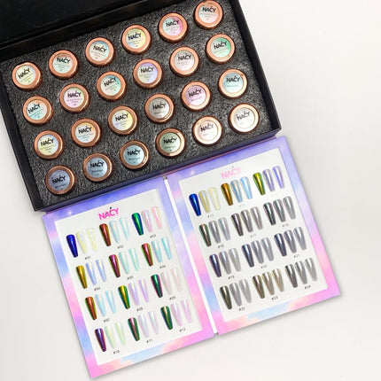 Nacy High Brighness Auora Chrome Pigment Set 24 Colos