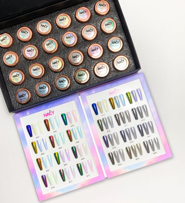 Nacy High Brighness Auora Chrome Pigment Set 24 Colos