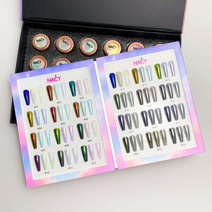 Nacy High Brighness Auora Chrome Pigment Set 24 Colos
