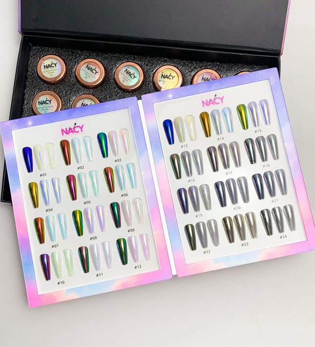 Nacy High Brighness Auora Chrome Pigment Set 24 Colos