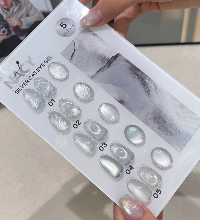Nacy Silver Moon Cat Eye Gel set 5 Colors / W Color Chart