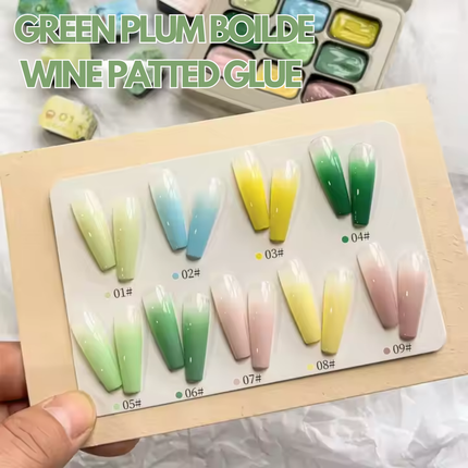 Nacy Ombre UV Gel Art Set 9 Color - Green Plums Boiled Wine Patted Glue
