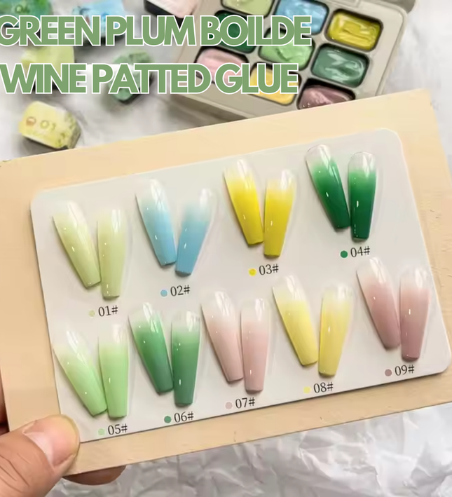 Nacy Ombre UV Gel Art Set 9 Color - Green Plums Boiled Wine Patted Glue