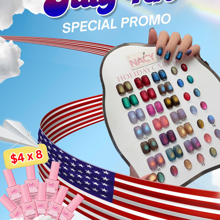 Bundle Set - Nacy Holiday Cat Eye Set 18 Colors + 8pcs Top Coat 0.5oz ($4.00/pcs)