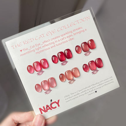 Full Set Nacy Rose Red Ceramic Cat Eye Gel 6 Colors 0.5oz