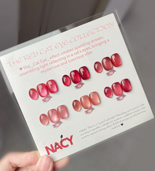 Full Set Nacy Rose Red Ceramic Cat Eye Gel 6 Colors 0.5oz