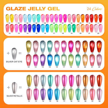 Nacy Glaze Jelly 3in1 Cat Eye Set 24 Colors Gel