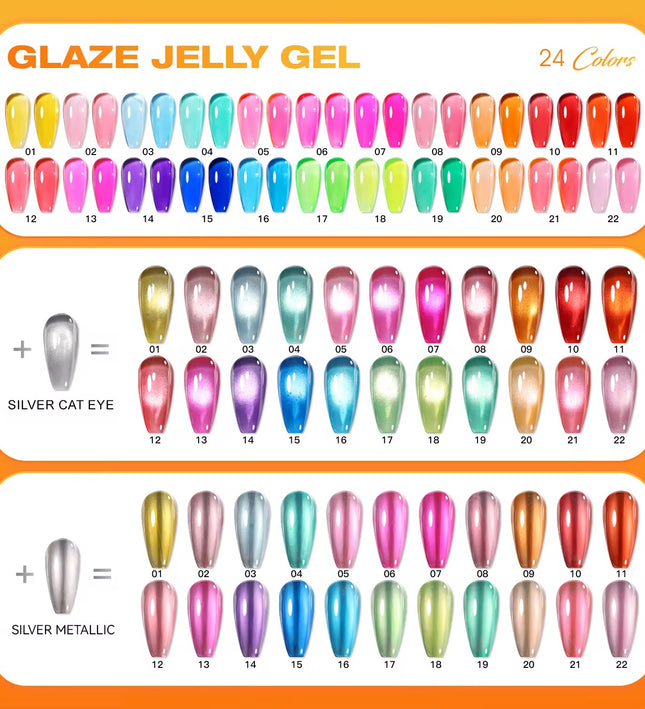 Nacy Glaze Jelly 3in1 Cat Eye Set 24 Colors Gel