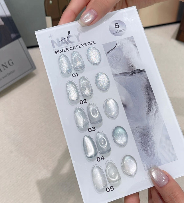 Nacy Silver Moon Cat Eye Gel set 5 Colors / W Color Chart