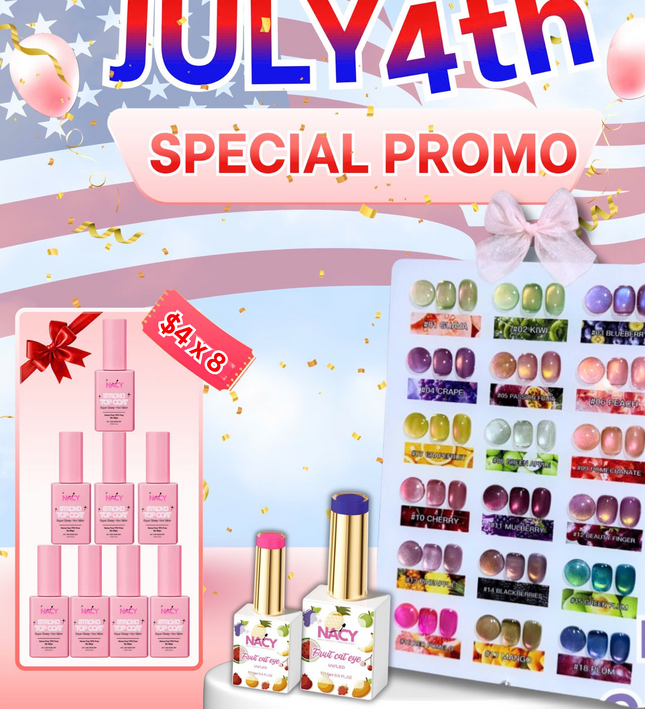 Bundle Set - Nacy Fruit Cat Eye Set 18 Colors + 8pcs Top Coat 0.5oz ($4.00/pcs)