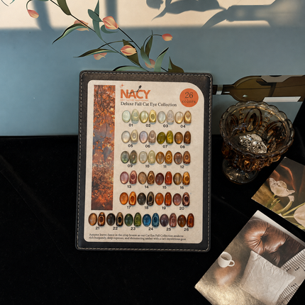 Full Set Nacy Deluxe Fall Cat Eye 26 Colors 0.5oz / Free Display Chart w Magnet & Top Coat