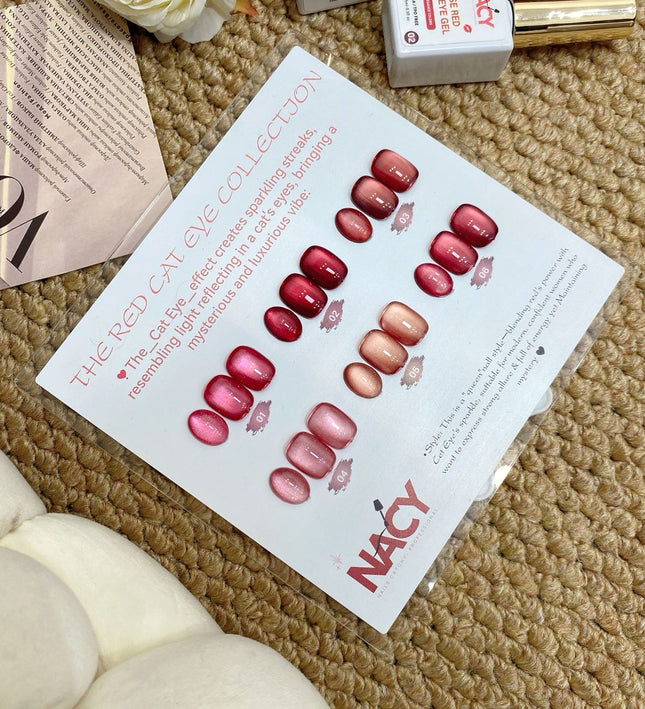 Full Set Nacy Rose Red Ceramic Cat Eye Gel 6 Colors 0.5oz