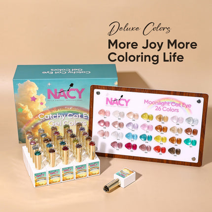 Nacy Hema Free Catchy Moonlight Cat Eye Gel 26 Colors Full Set - Free Book Color Chart Display