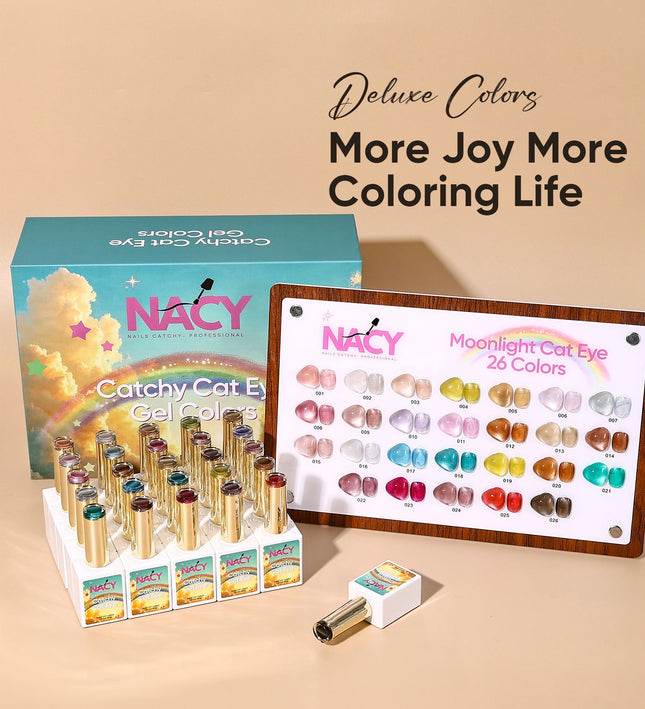 Nacy Hema Free Catchy Moonlight Cat Eye Gel 26 Colors Full Set - Free Book Color Chart Display