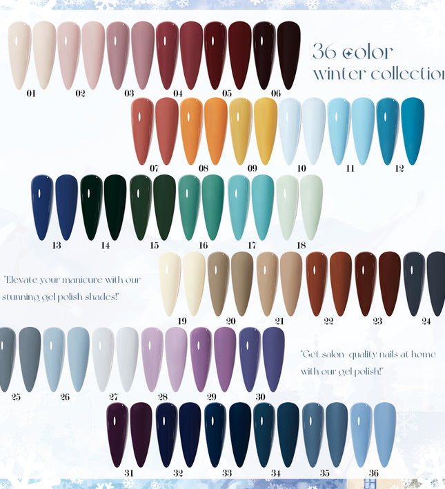 Nacy Full Set Winter Gel 36 Colors - HEMA TPO free / Free 1 Color Chart Display Book & Swatches