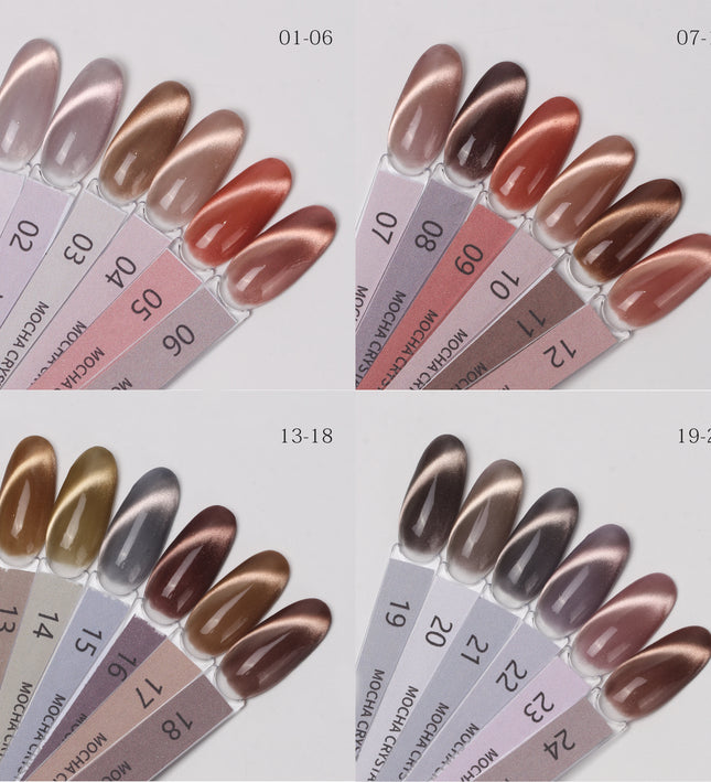 [COMING SOON] Nacy Full Set Coffee Mocha Crystal Cat Eye Gel 24 Colors / Free 1 Color Chart Display