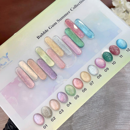 Full Set Nacy Bubble Gum Cat Eye Gel 0.5oz - 12 Colors / Free Chart Display & Magnet