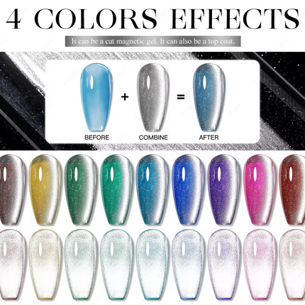 Nacy Silver Moon Cat Eye Gel set 4 Colors / W Color Chart