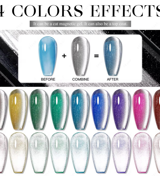 Nacy Silver Moon Cat Eye Gel set 4 Colors / W Color Chart