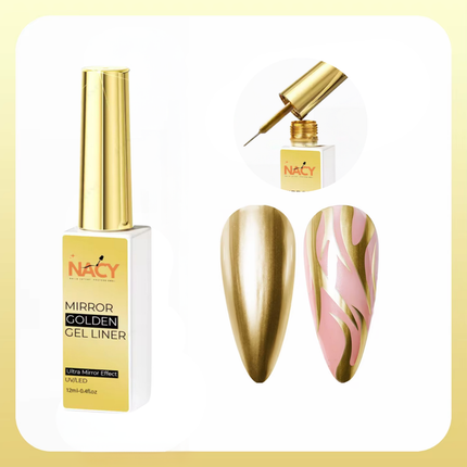 Nacy Metallic Painting Liner Gel Golden Mirror Effect Nail Art 0.4oz