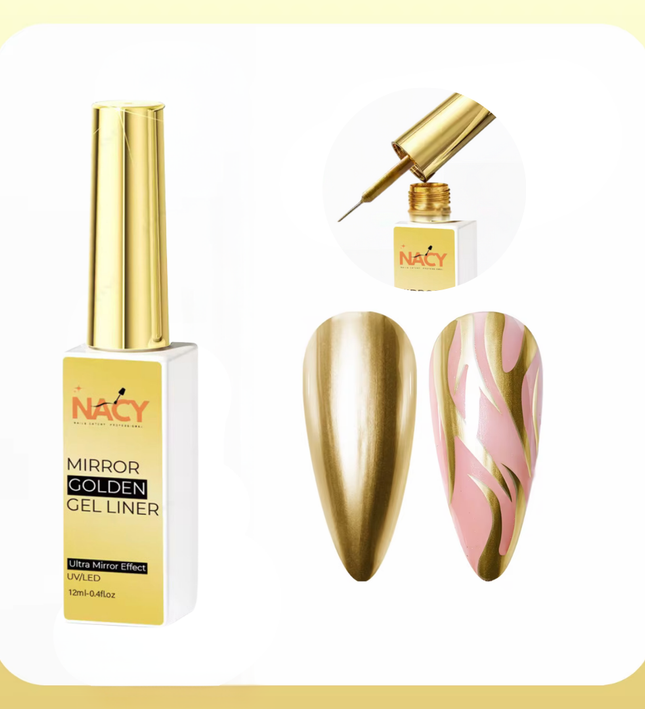 Nacy Metallic Painting Liner Gel Golden Mirror Effect Nail Art 0.4oz