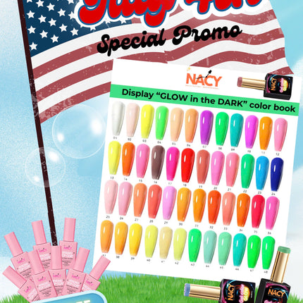 Bundle Set Nacy Glow in the Dark Set 48 Colors & 8pcs Top Coat 0.5oz