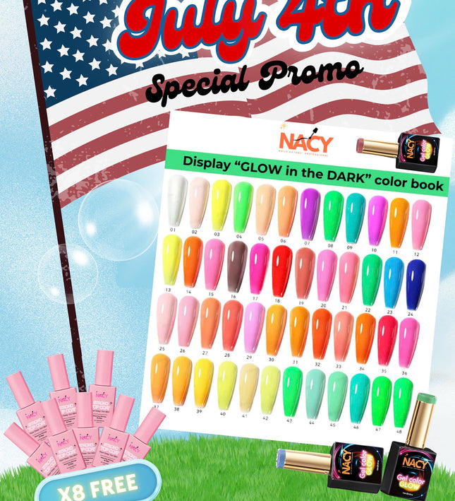 Bundle Set Nacy Glow in the Dark Set 48 Colors & 8pcs Top Coat 0.5oz