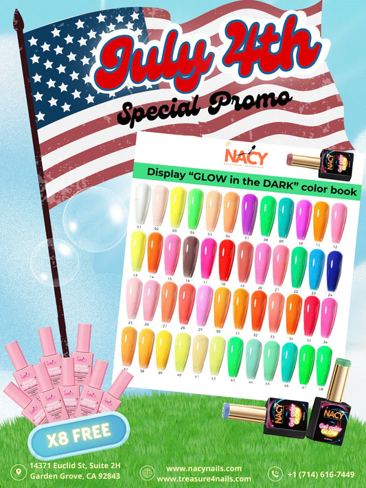 Bundle Set Nacy Glow in the Dark Set 48 Colors & 8pcs Top Coat 0.5oz
