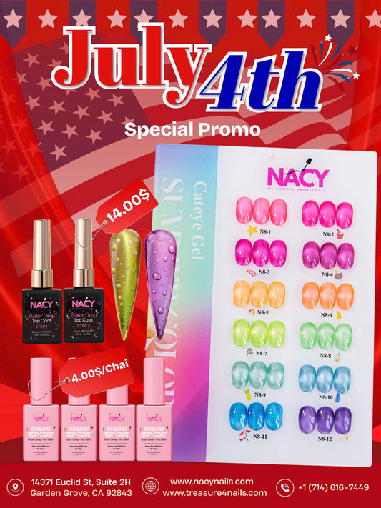 Bundle Set - Nacy Summer Cat Eye Set 12 Colors + 4pcs Top Coat + Water Drop Set