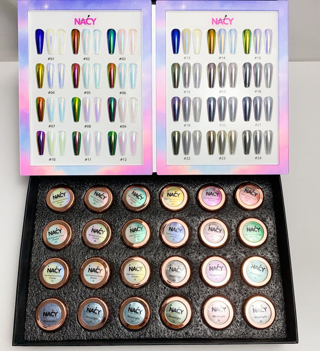 Nacy High Brighness Auora Chrome Pigment Set 24 Colos