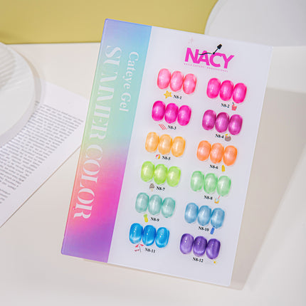Nacy Summer Glaze Set Cat Eye 12 Colors Gel 0.5oz - HEMA/TPO Free