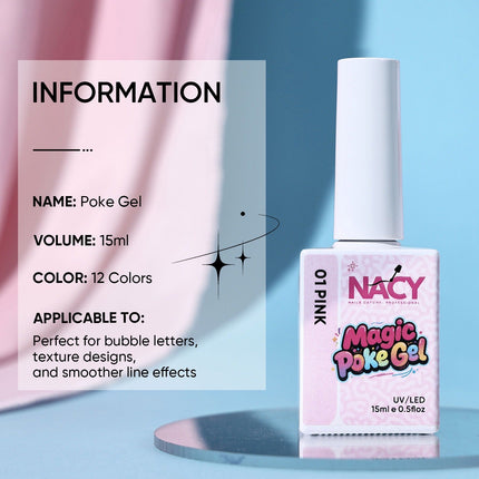 Nacy Poke Gel Full Set 12 Colors 0.5oz + Free Gel Base