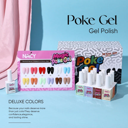 Nacy Poke Gel Full Set 12 Colors 0.5oz + Free Gel Base