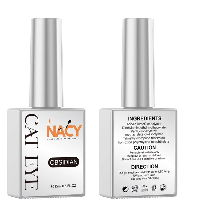 Nacy Set of 6 Obsidian Black Cat Eye Gel 0.5oz