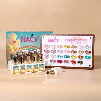 Nacy Hema Free Catchy Moonlight Cat Eye Gel 26 Colors Full Set - Free Book Color Chart Display