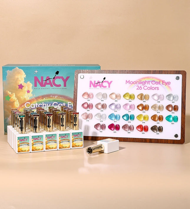 Nacy Hema Free Catchy Moonlight Cat Eye Gel 26 Colors Full Set - Free Book Color Chart Display