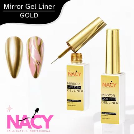 Nacy Metallic Painting Liner Gel Golden Mirror Effect Nail Art 0.4oz