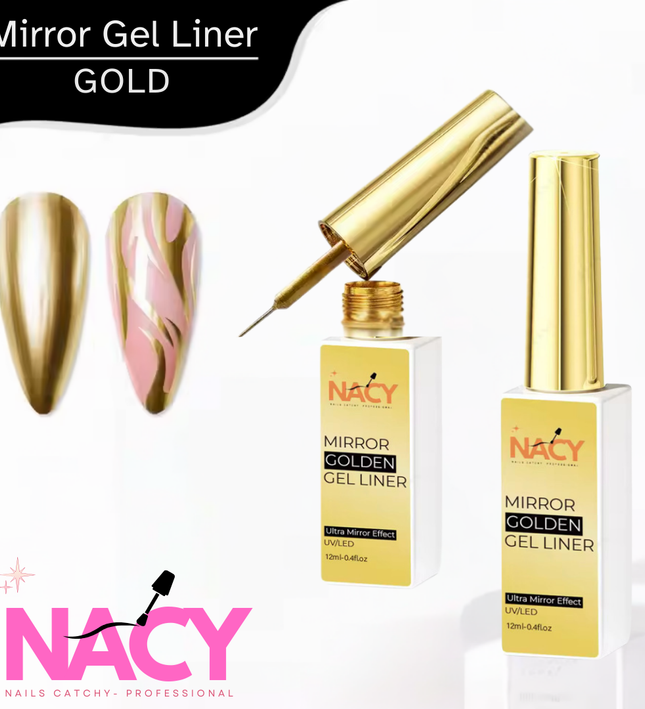 Nacy Metallic Painting Liner Gel Golden Mirror Effect Nail Art 0.4oz