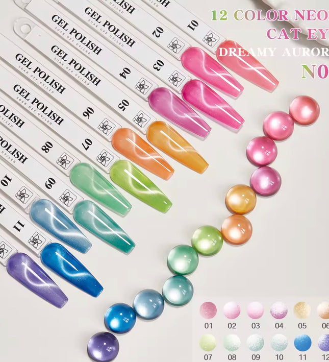 Nacy Summer Glaze Set Cat Eye 12 Colors Gel 0.5oz - HEMA/TPO Free