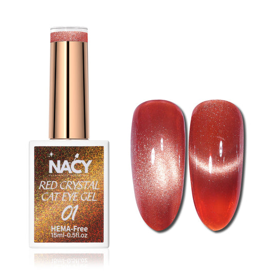 Nacy Red Crystal Cat Eye Gel 0.5oz Hema Free - 01