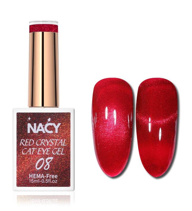 Nacy Red Crystal Cat Eye Gel 0.5oz Hema Free - 08