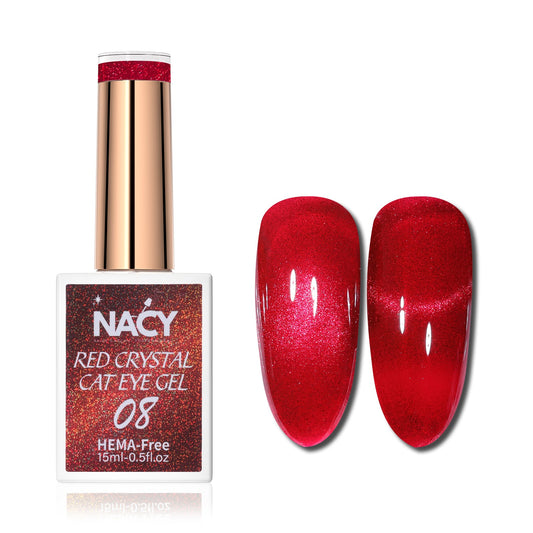 Nacy Red Crystal Cat Eye Gel 0.5oz Hema Free - 08